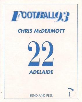 1993 Select AFL Stickers #22 Chris McDermott Back